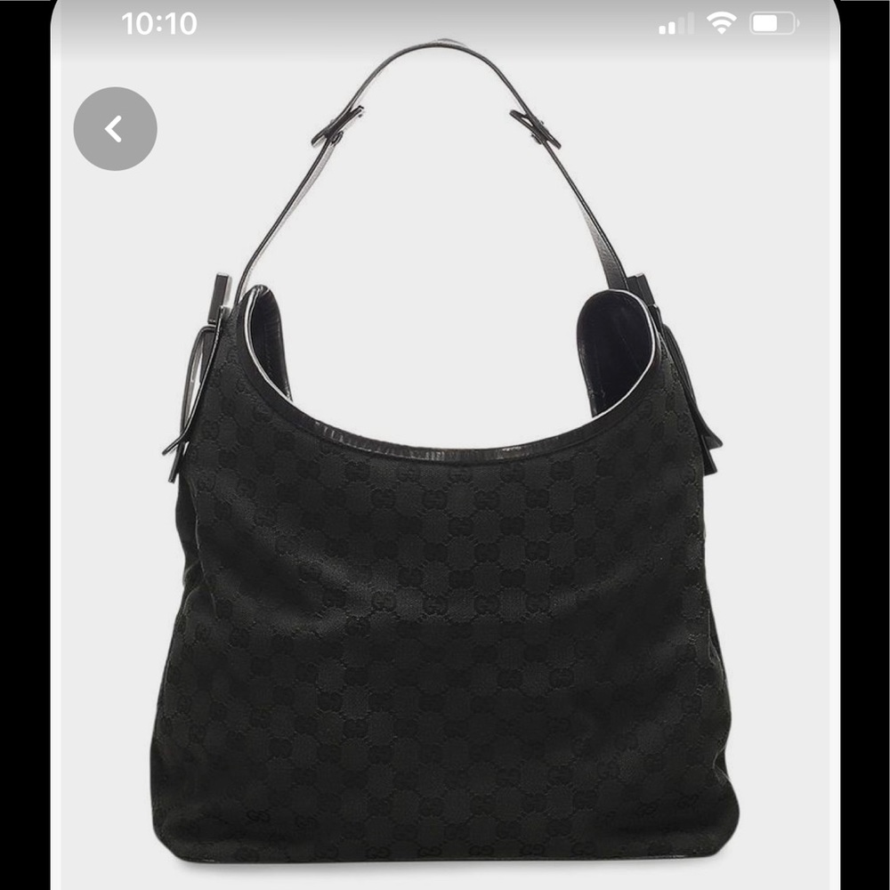 Gucci (lrg) authentic Black Canvas & Leather Signature Gucci Bag with bag & tags